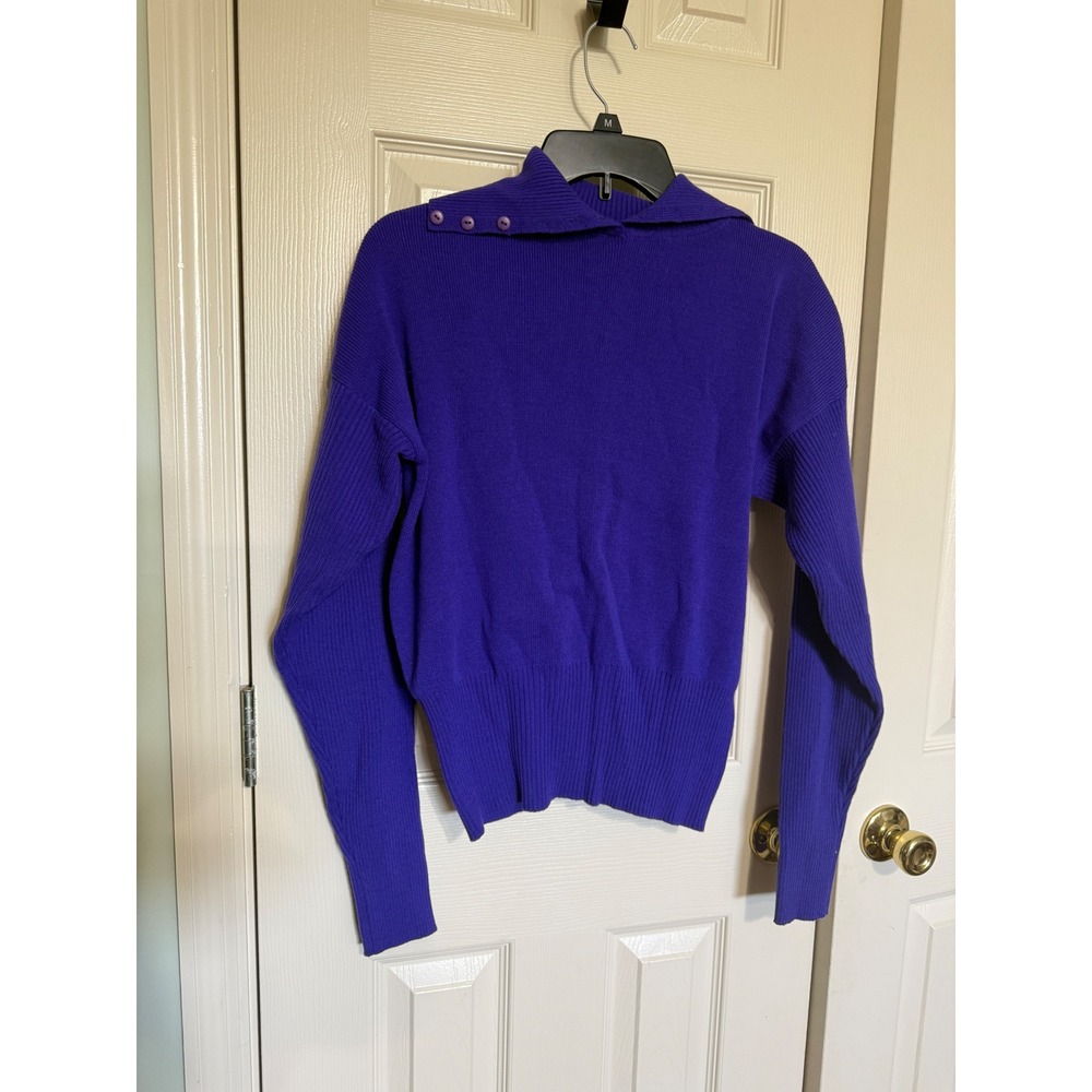 Mount‎ Cervine Vintage Purple Wool Blend Asymmetrical Button Collar Sweater  M